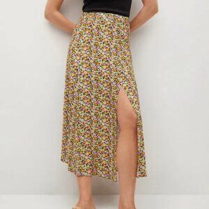 Boho floral print Mango midi skirt NWOT